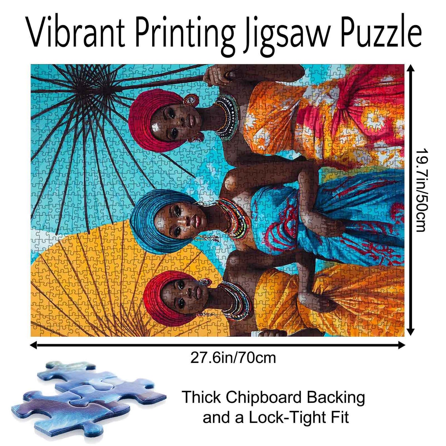 African Beauty with Colorful Parasols Jigsaw Puzzle - Tucocoo