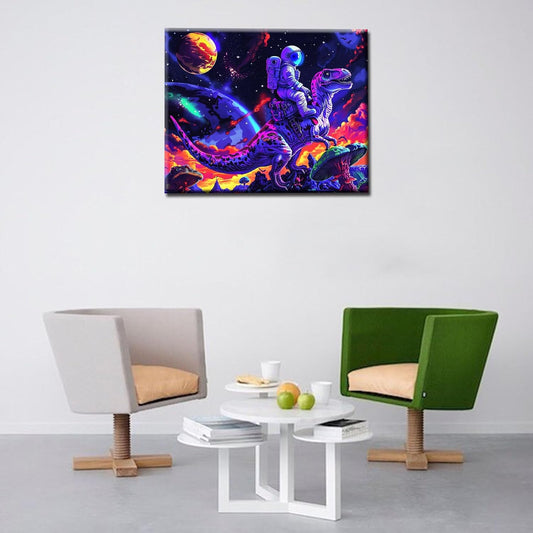 Astronaut Riding Dinosaur II Paint by Numbers - Tucocoo