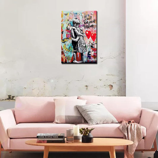 Banksy Little Boy and Girl Canvas Wall Art - Tucocoo