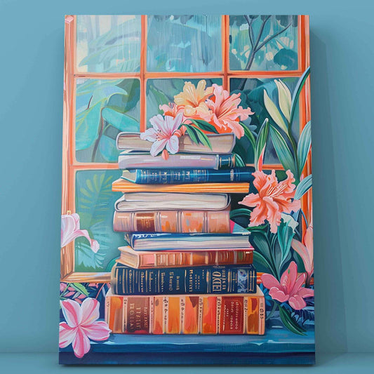 Books and Flowers by the Window Paint by Numbers - Tucocoo
