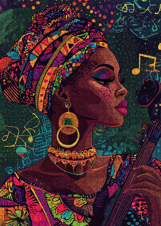 Colorful African Music Portrait Jigsaw Puzzle - Tucocoo