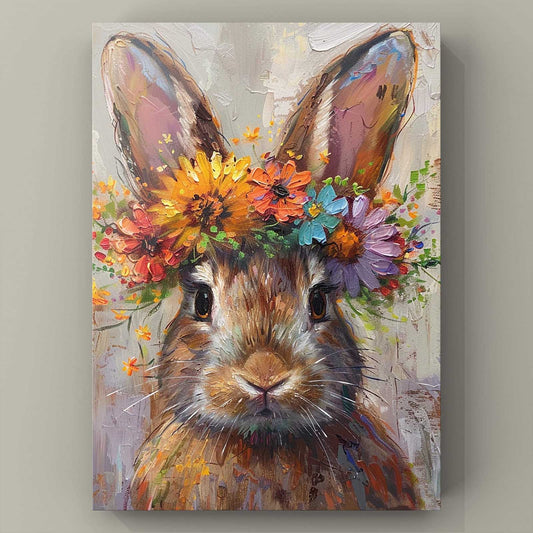 Floral Bunny Portrait Canvas Wall Art - Tucocoo