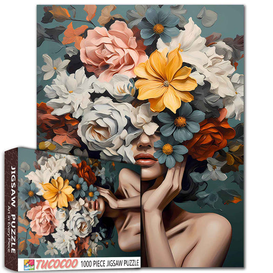 Floral Elegance Portrait Jigsaw Puzzle - Tucocoo