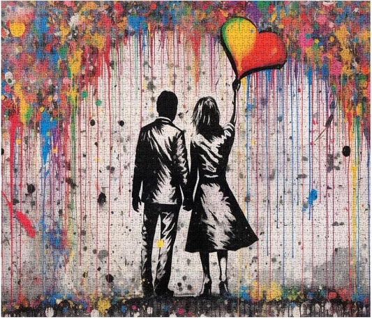 Street Couple Love Banksy Art Jigsaw Puzzles