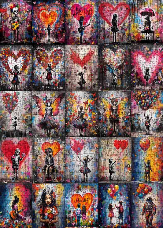 Heartfelt Graffiti Collage Jigsaw Puzzle - Tucocoo