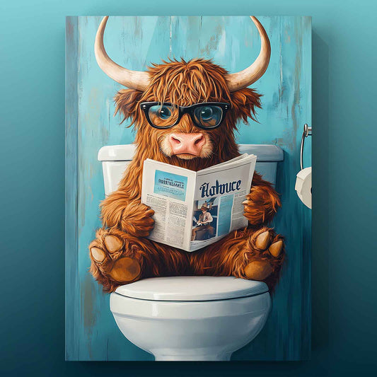 Highland Cow Reading Canvas Wall Art - Tucocoo