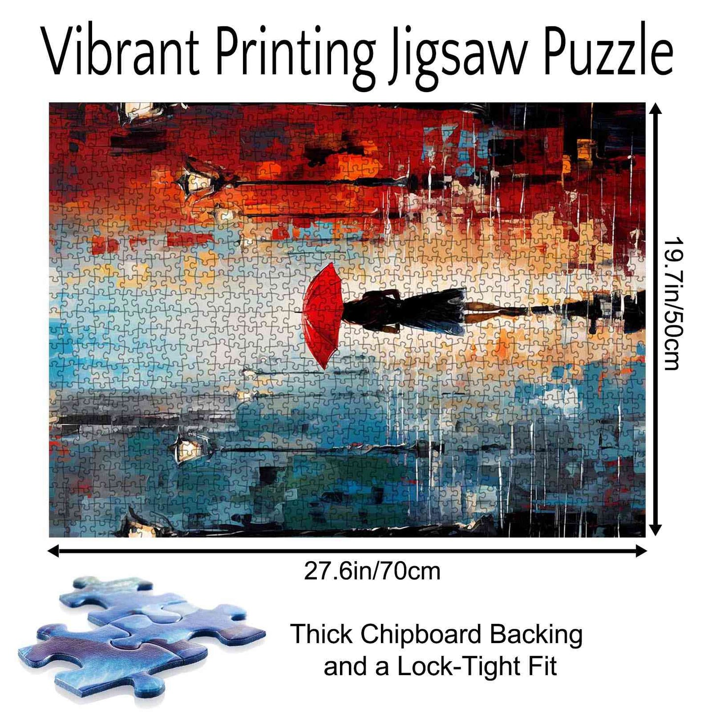 Red Umbrella in the Rain Jigsaw Puzzle - Tucocoo