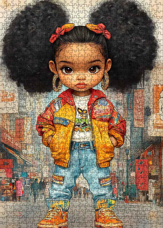 Stylish Girl in Street Fashion Jigsaw Puzzle - Tucocoo