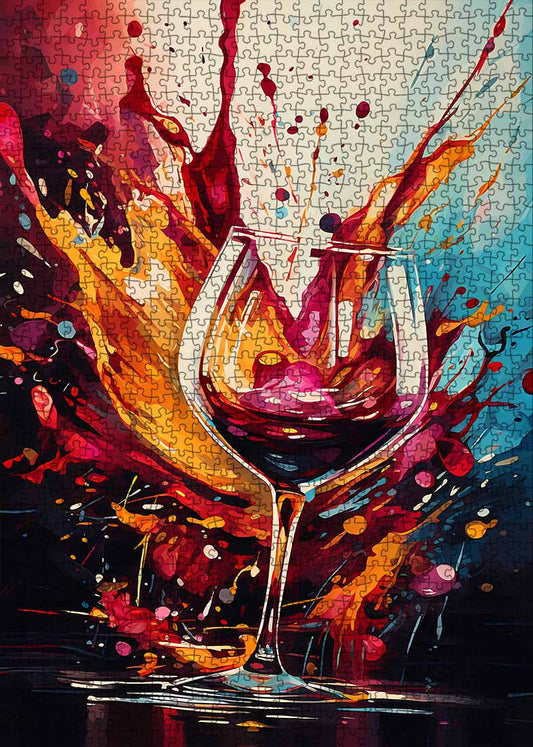Vibrant Wine Splash Jigsaw Puzzle - Tucocoo