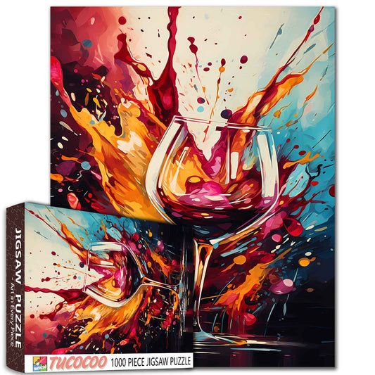 Vibrant Wine Splash Jigsaw Puzzle - Tucocoo