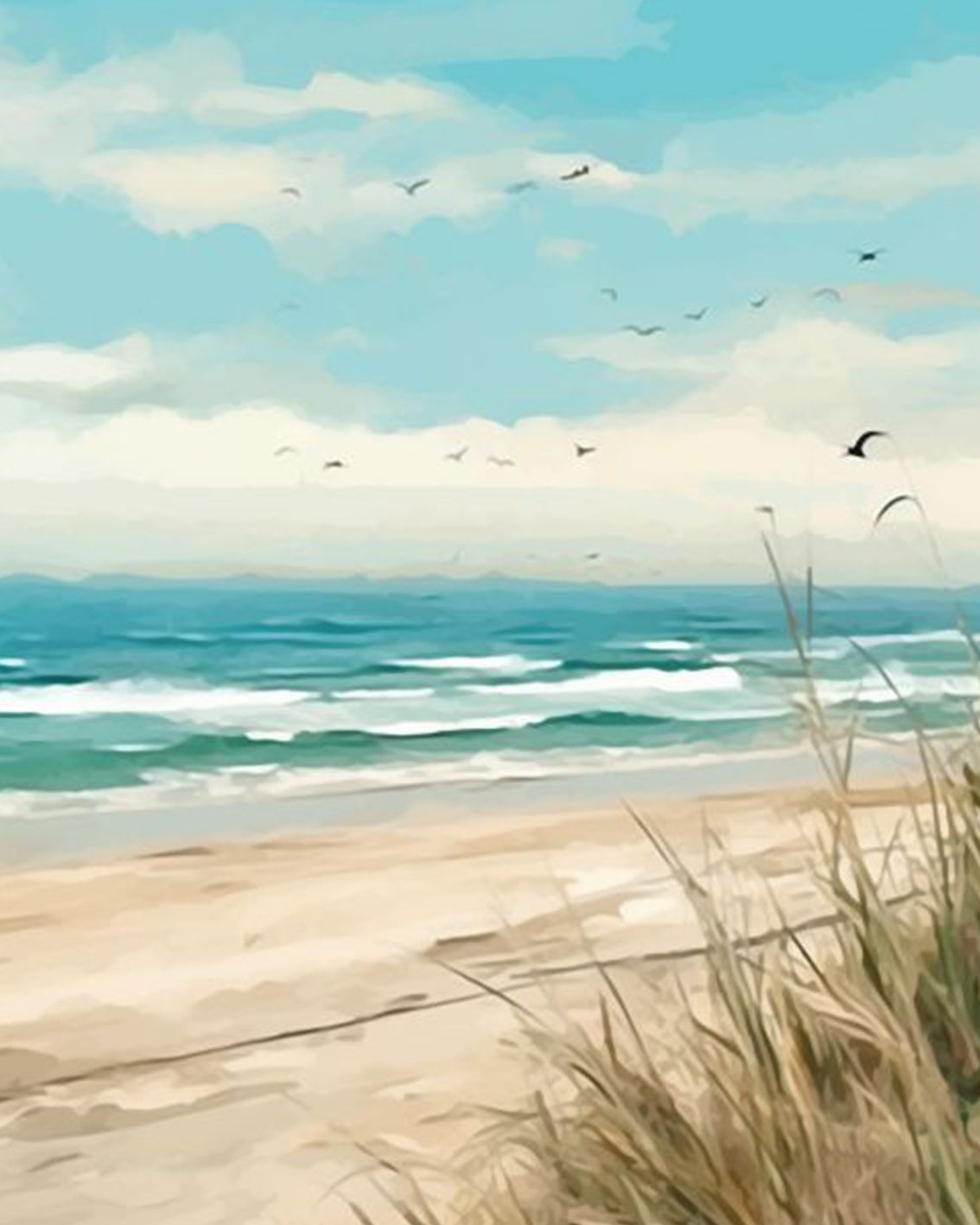 Beach Scene Paint by Numbers - Tucocoo