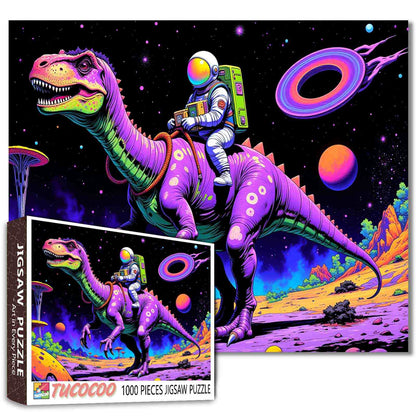 Astronaut rides Dinosaur Jigsaw Puzzle
