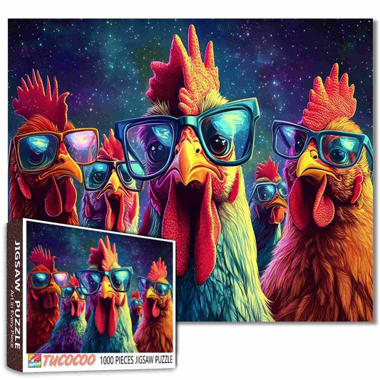5 Roosters with Sunglasses Jigsaw Puzzle