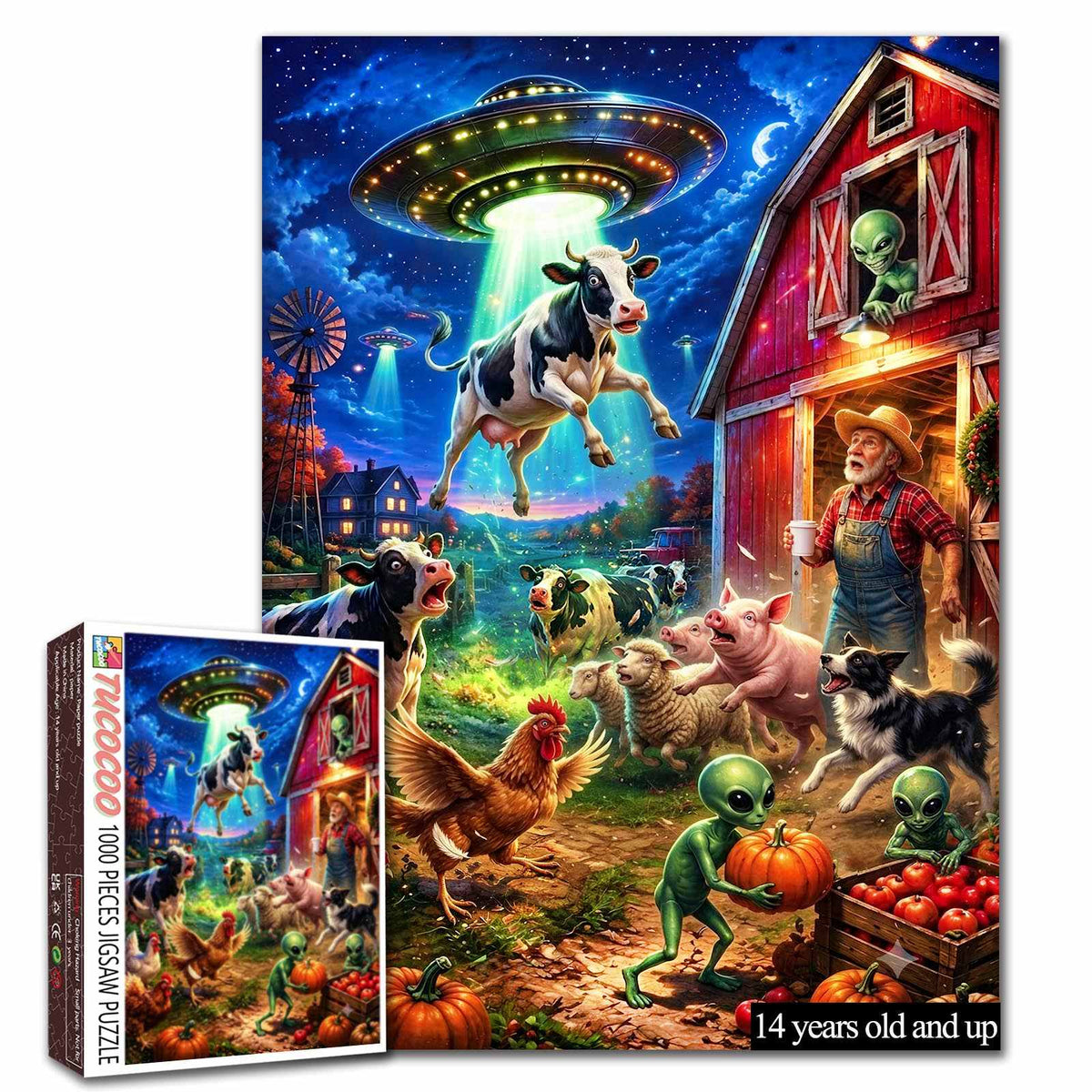 Alien Farm Cow Abduction Jigsaw Puzzle