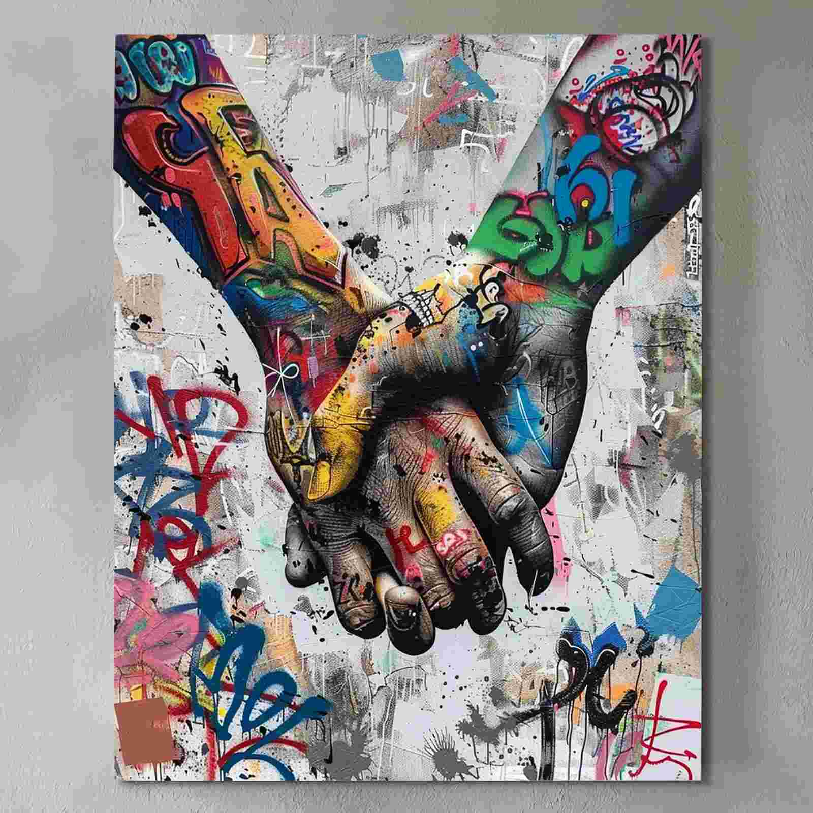 Graffiti Style Hand Holding Pet Tribute Canvas Wall Art