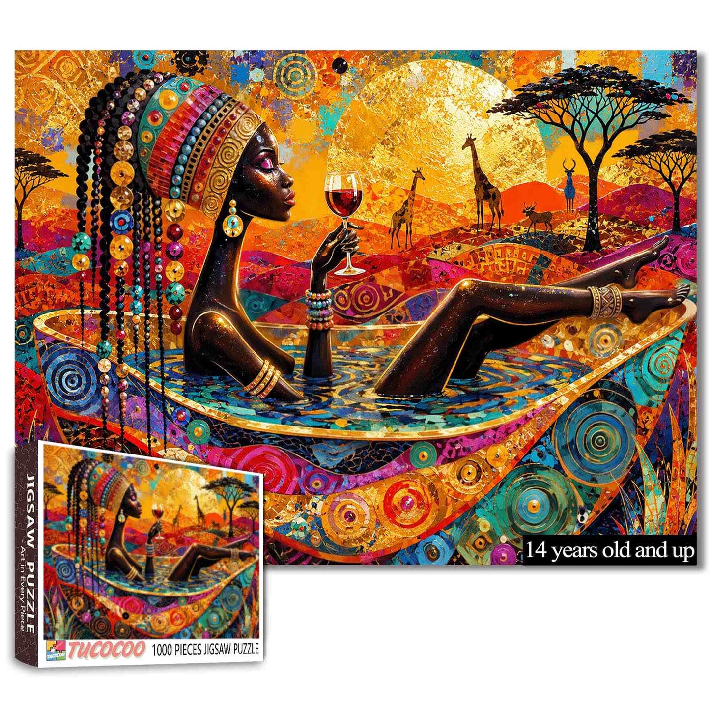 African Woman Safari Wine Jigsaw Puzzle