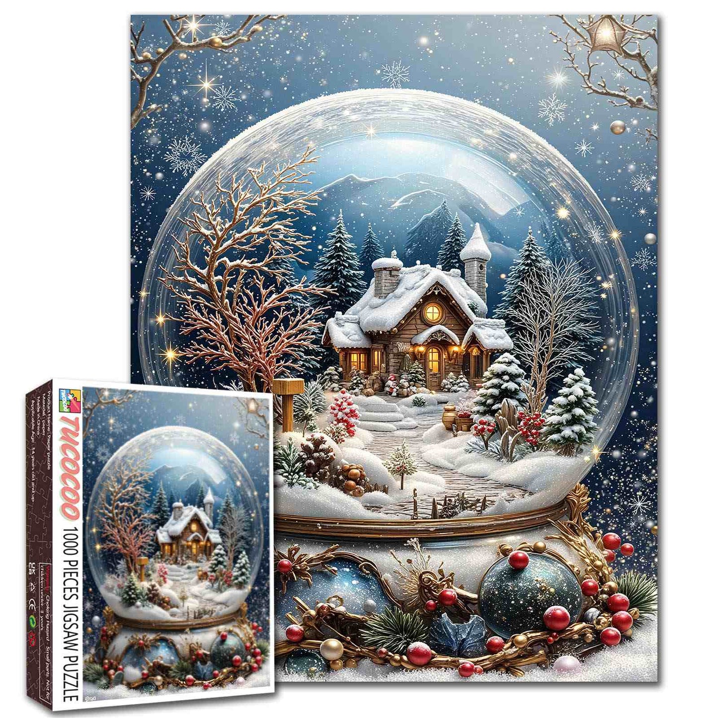 Winter Cottage Snow Globe Jigsaw Puzzle