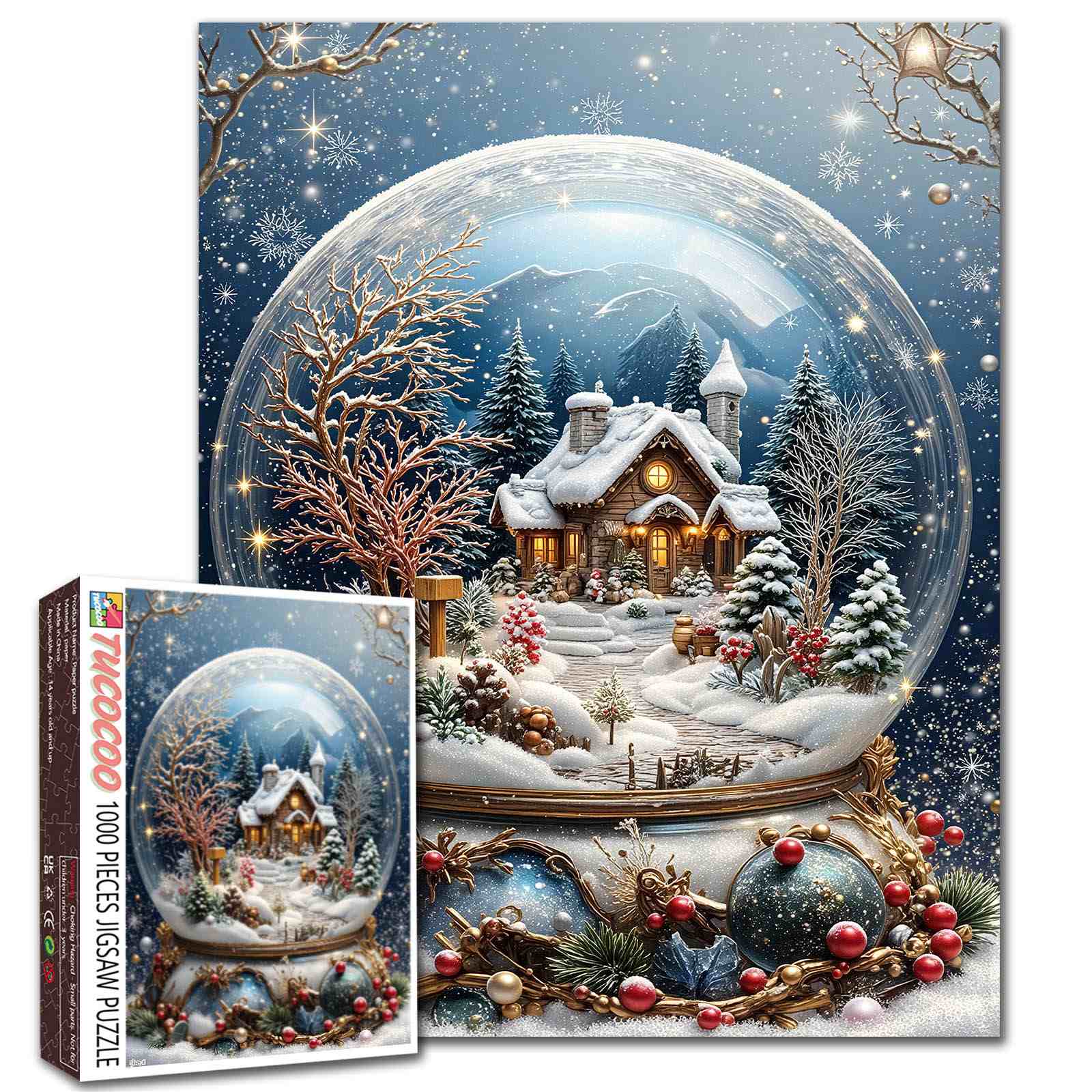 Winter Cottage Snow Globe Jigsaw Puzzle