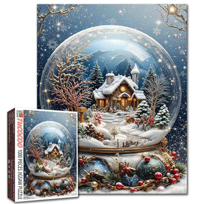 Winter Cottage Snow Globe Jigsaw Puzzle