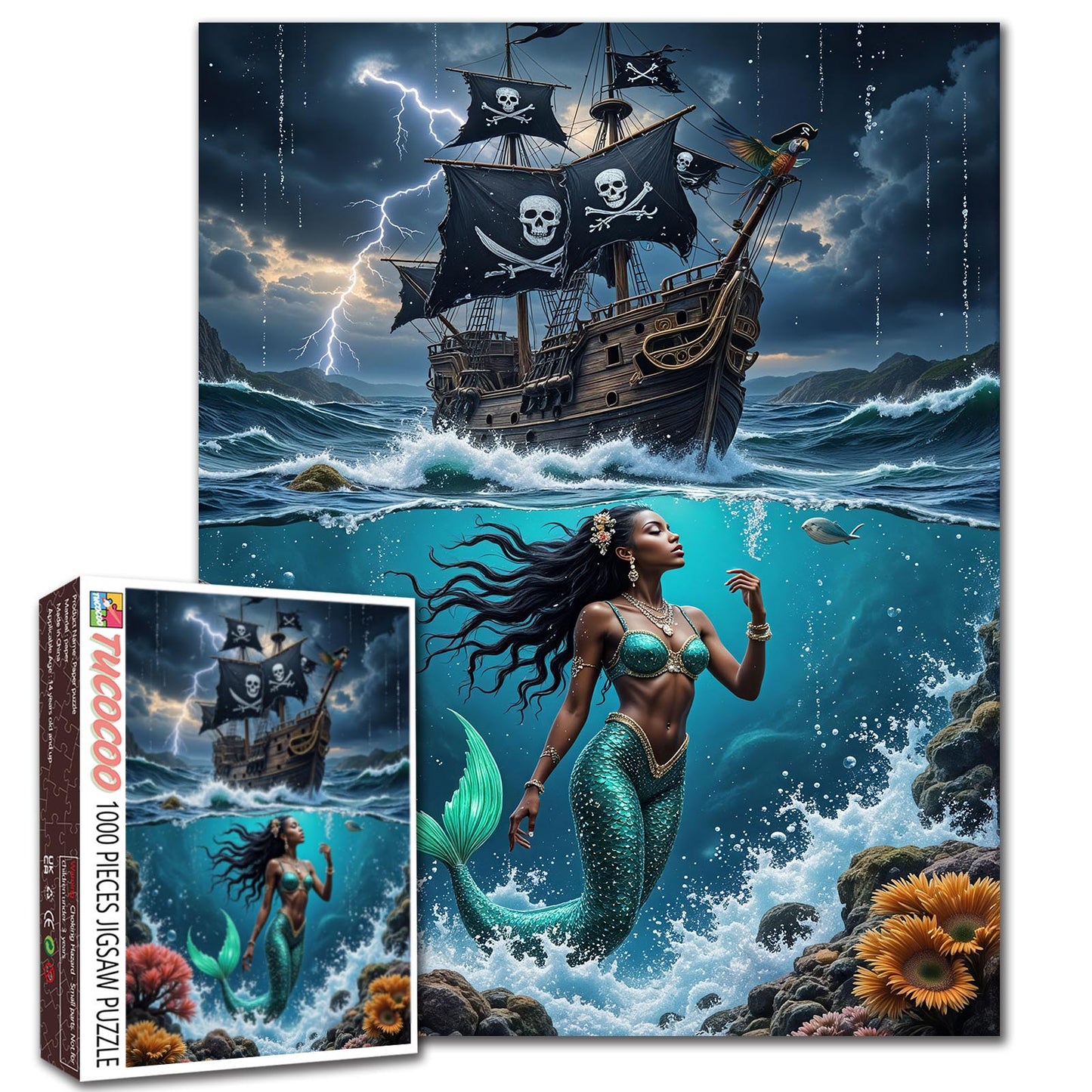 Storm Pirate Ship Mermaid Depths Jigsaw Puzzle