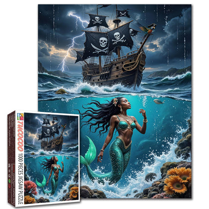 Storm Pirate Ship Mermaid Depths Jigsaw Puzzle