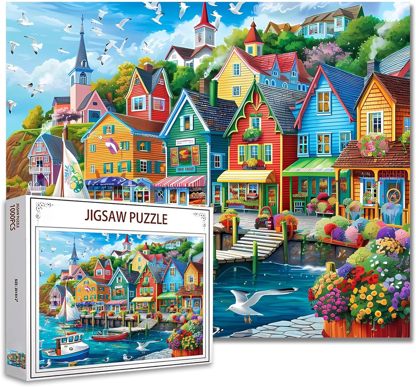 Colorful Seaside Town Jigsaw Puzzles