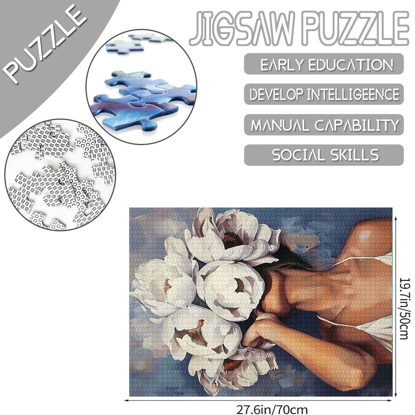 Elegant White Flower Portrait Jigsaw Puzzles