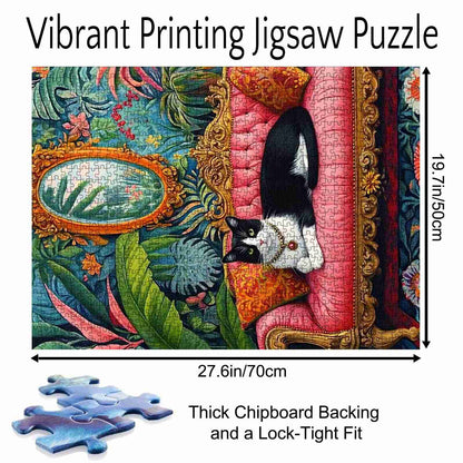 Elegant Cat on Royal Sofa Jigsaw Puzzle