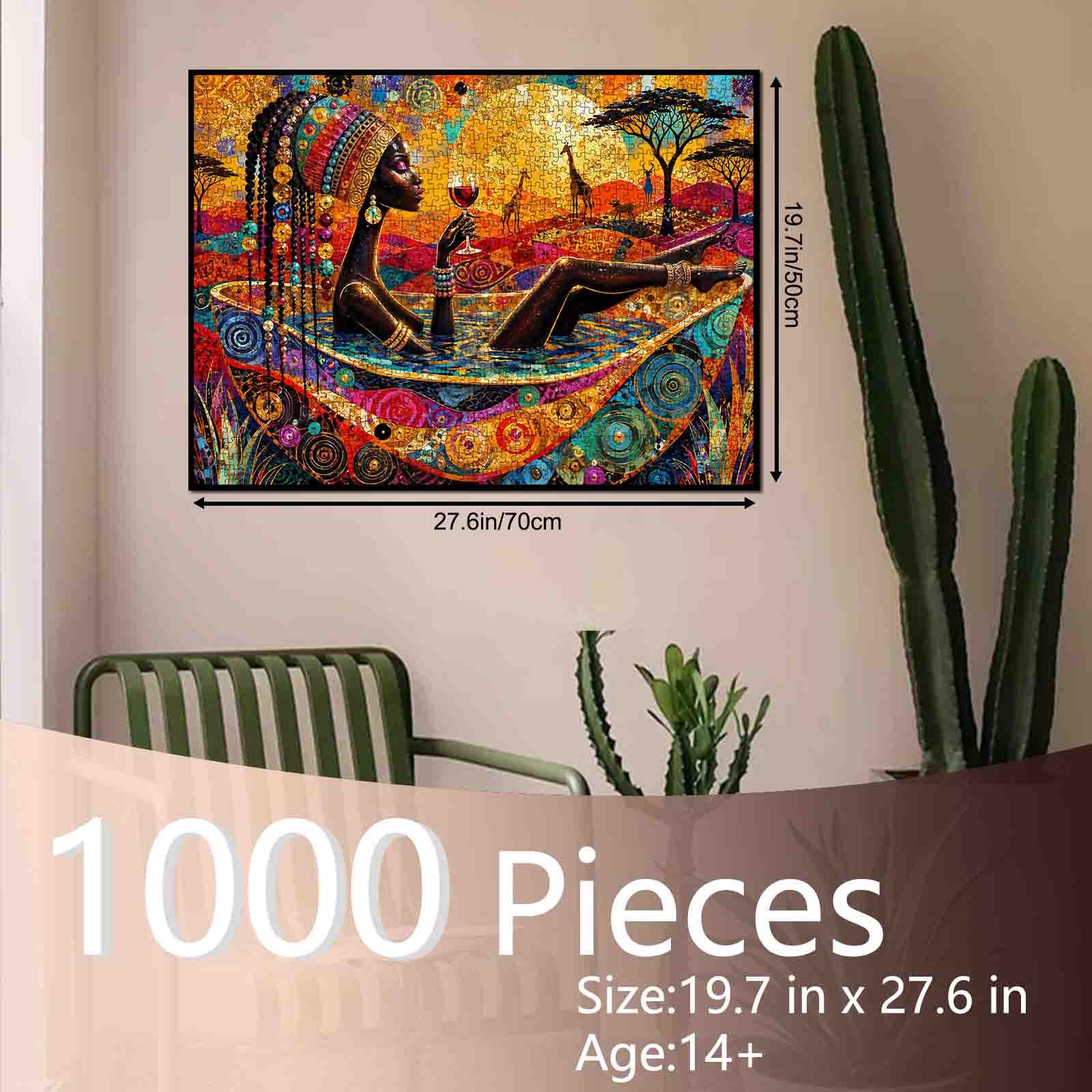African Woman Safari Wine Jigsaw Puzzle