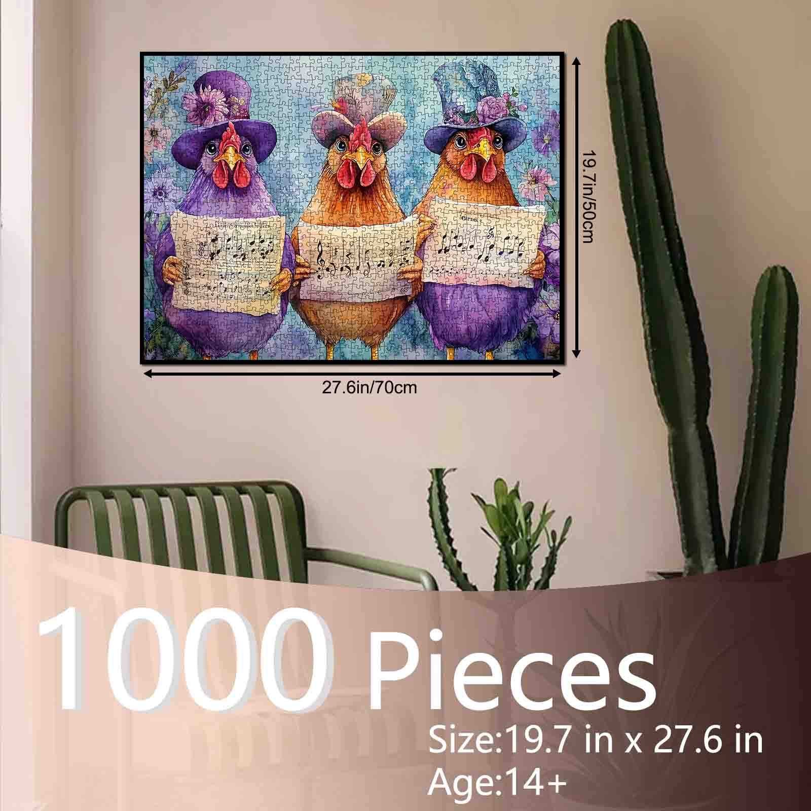 Purple Chickens Wearing Hats Jigsaw Puzzle