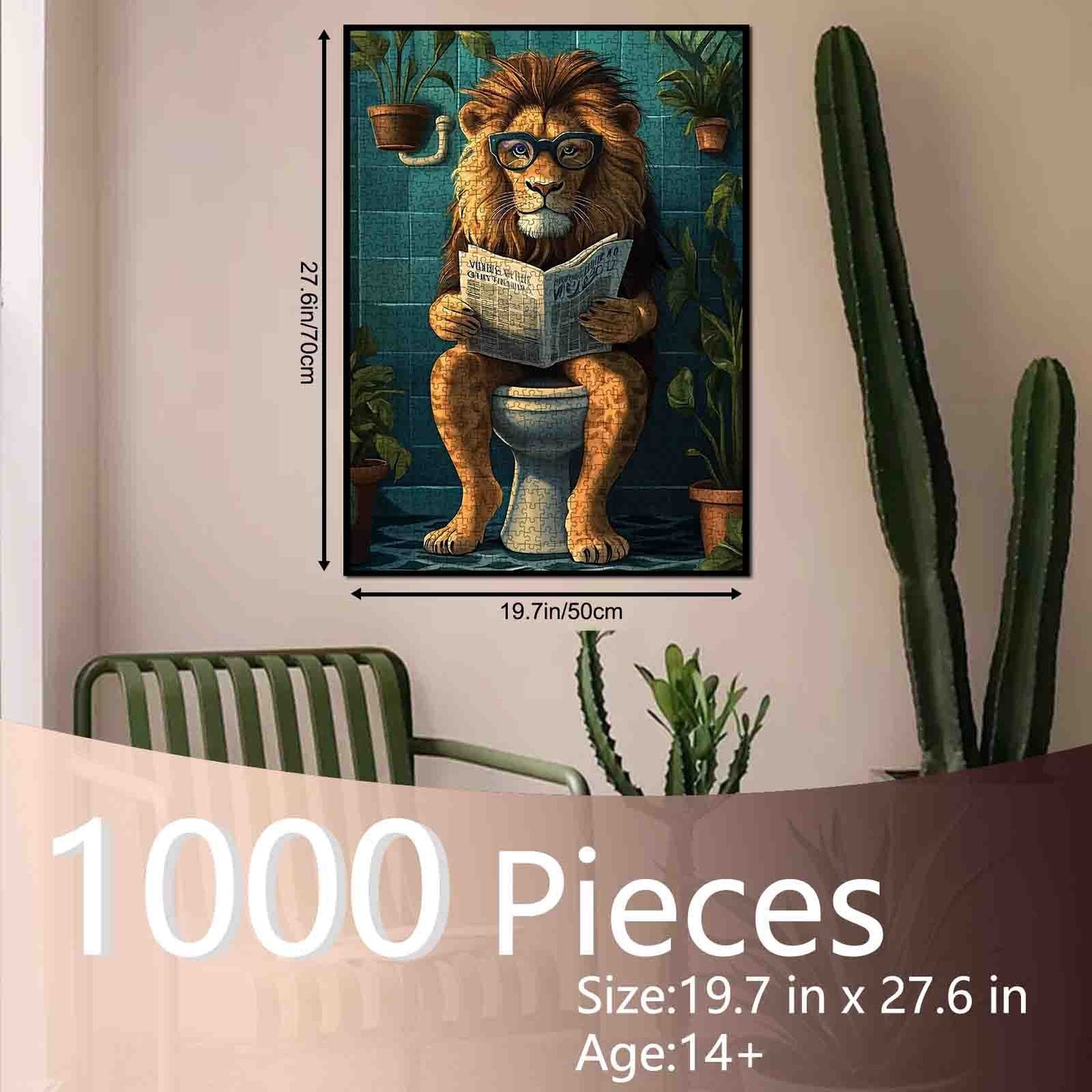 Reading Lion in Bathroom Jigsaw Puzzle