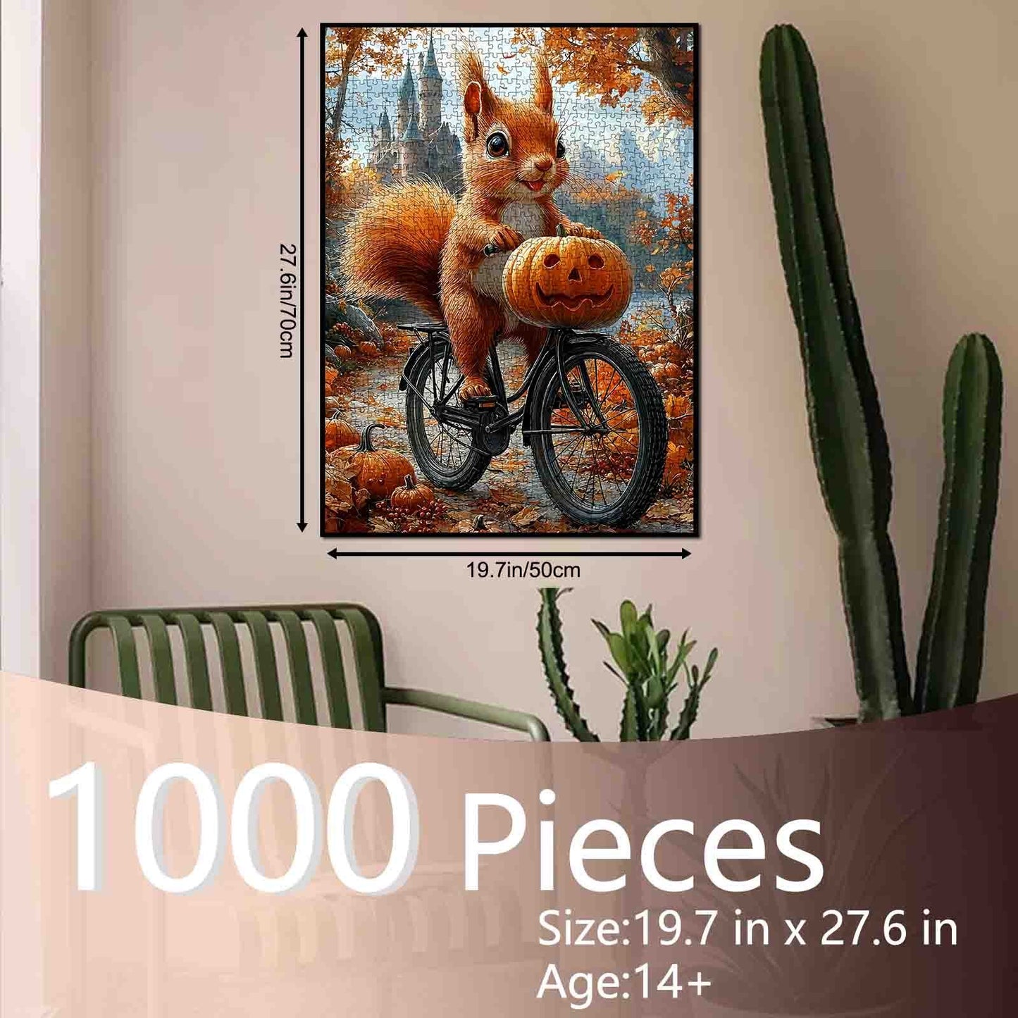 Autumn Forest Ride with Pumpkin Squirrel Jigsaw Puzzle