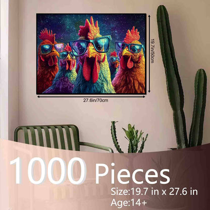 5 Roosters with Sunglasses Jigsaw Puzzle