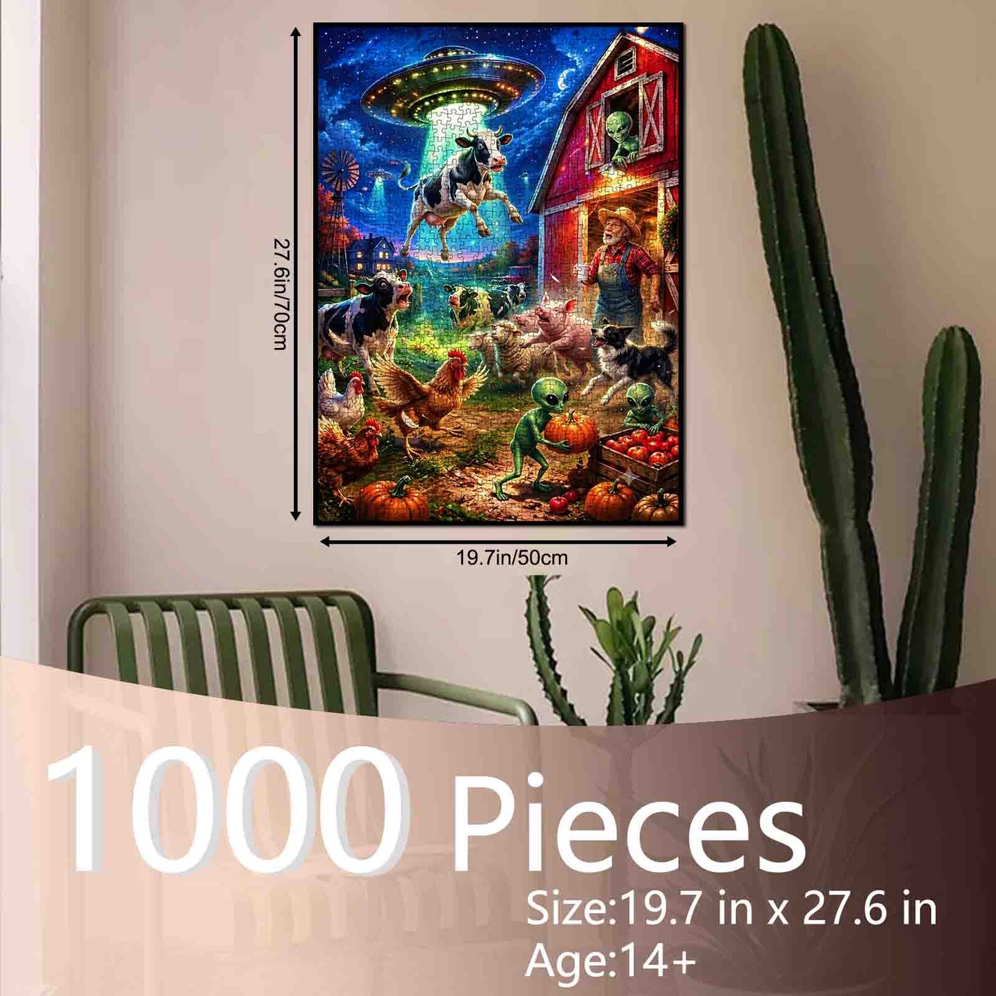 Alien Farm Cow Abduction Jigsaw Puzzle