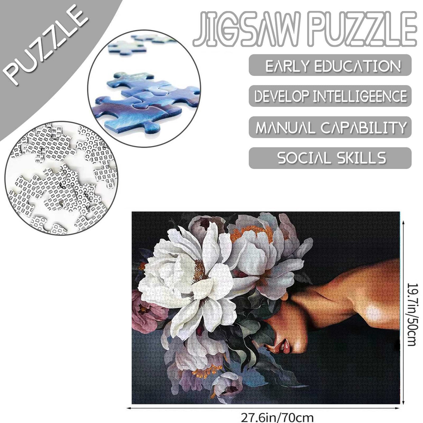 Floral Elegance Portrait Jigsaw Puzzles