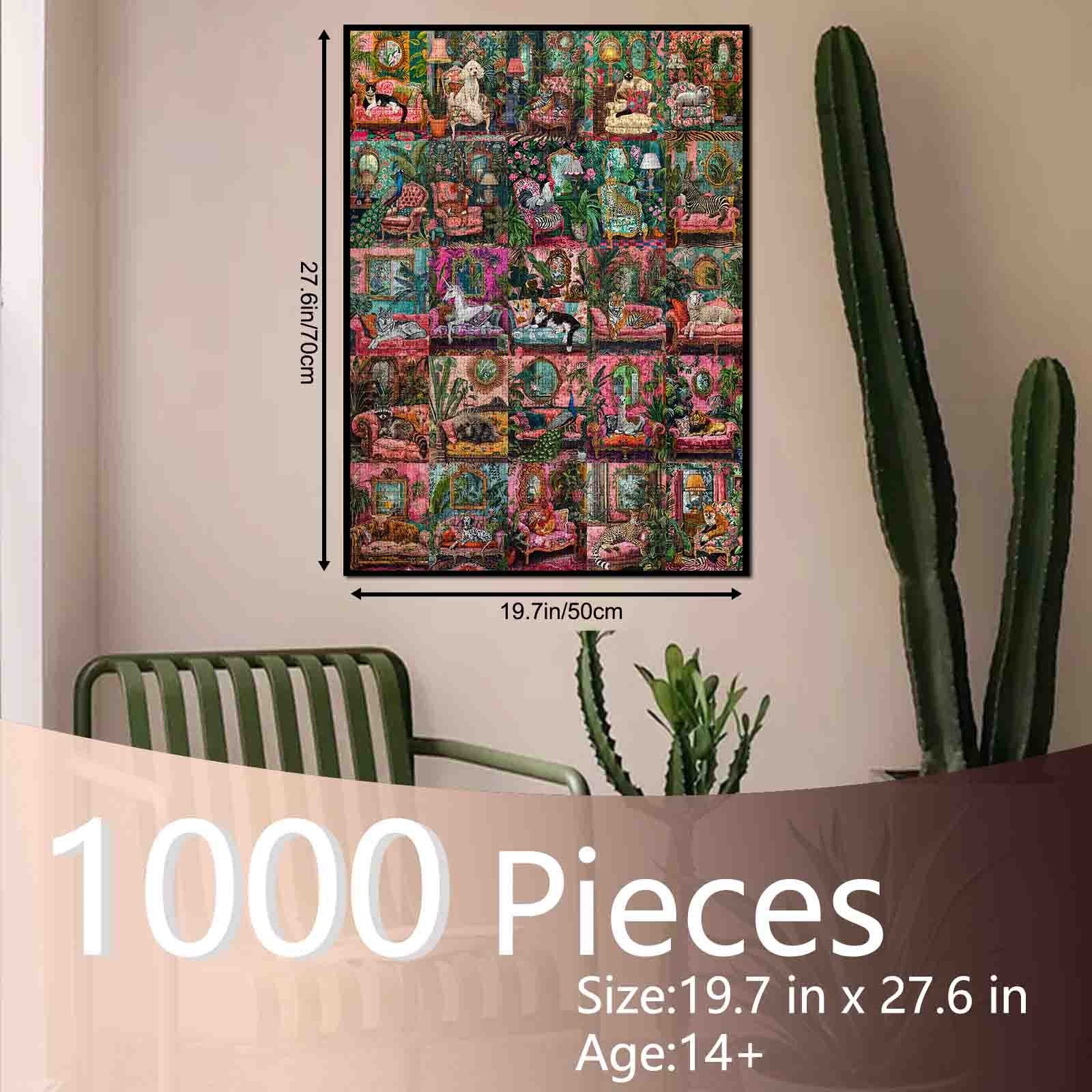 Whimsical Animals Relaxing in Lush Vintage Rooms Jigsaw Puzzle