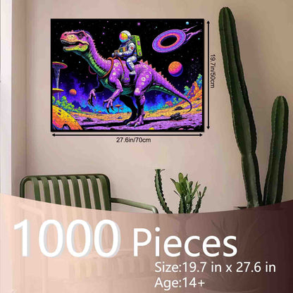 Astronaut rides Dinosaur Jigsaw Puzzle