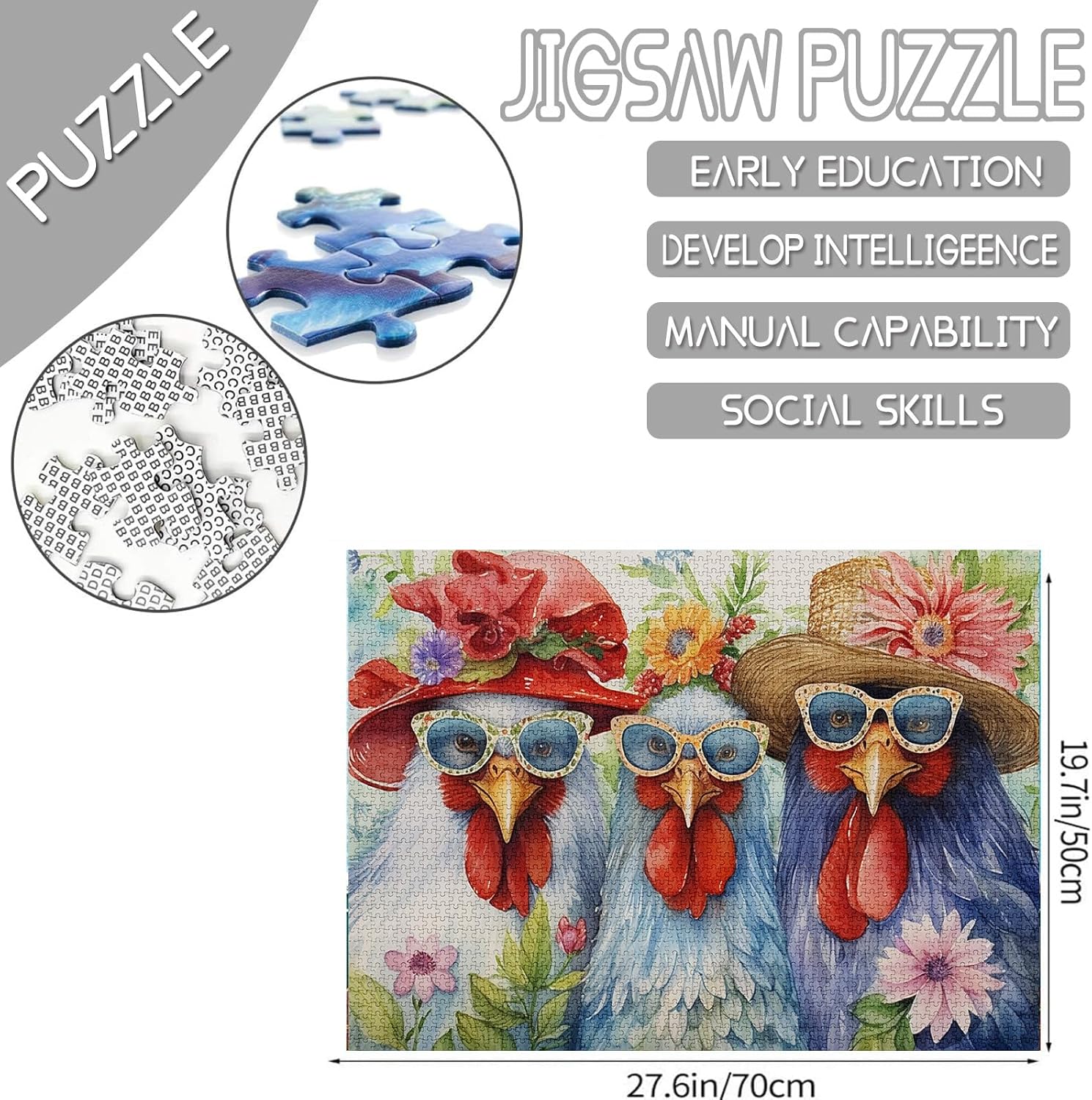 3 Blue Roosters Jigsaw Puzzles - Tucocoo