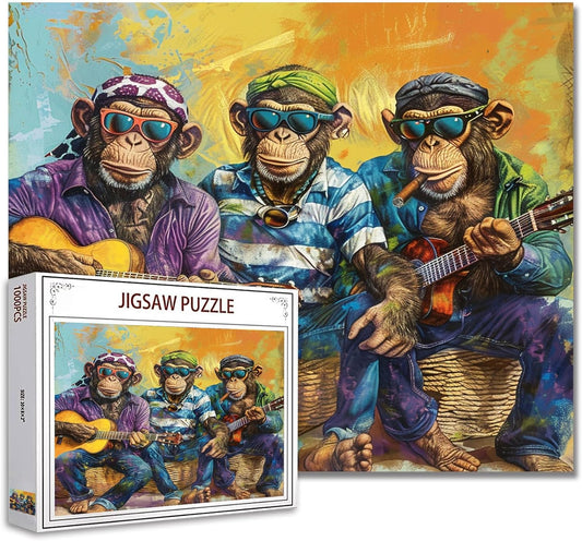 3 Chimpanzees Playing Guitar Jigsaw Puzzles - Tucocoo