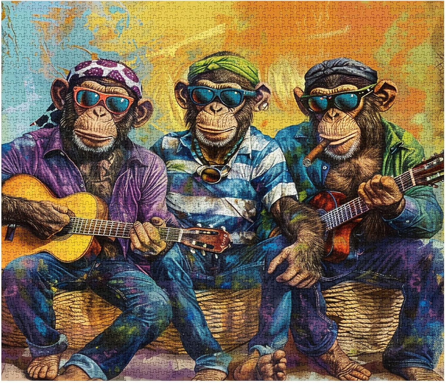 3 Chimpanzees Playing Guitar Jigsaw Puzzles - Tucocoo