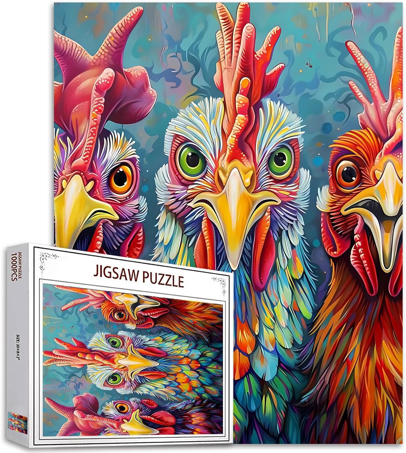 3 Colorful Rooster Jigsaw Puzzles - Tucocoo