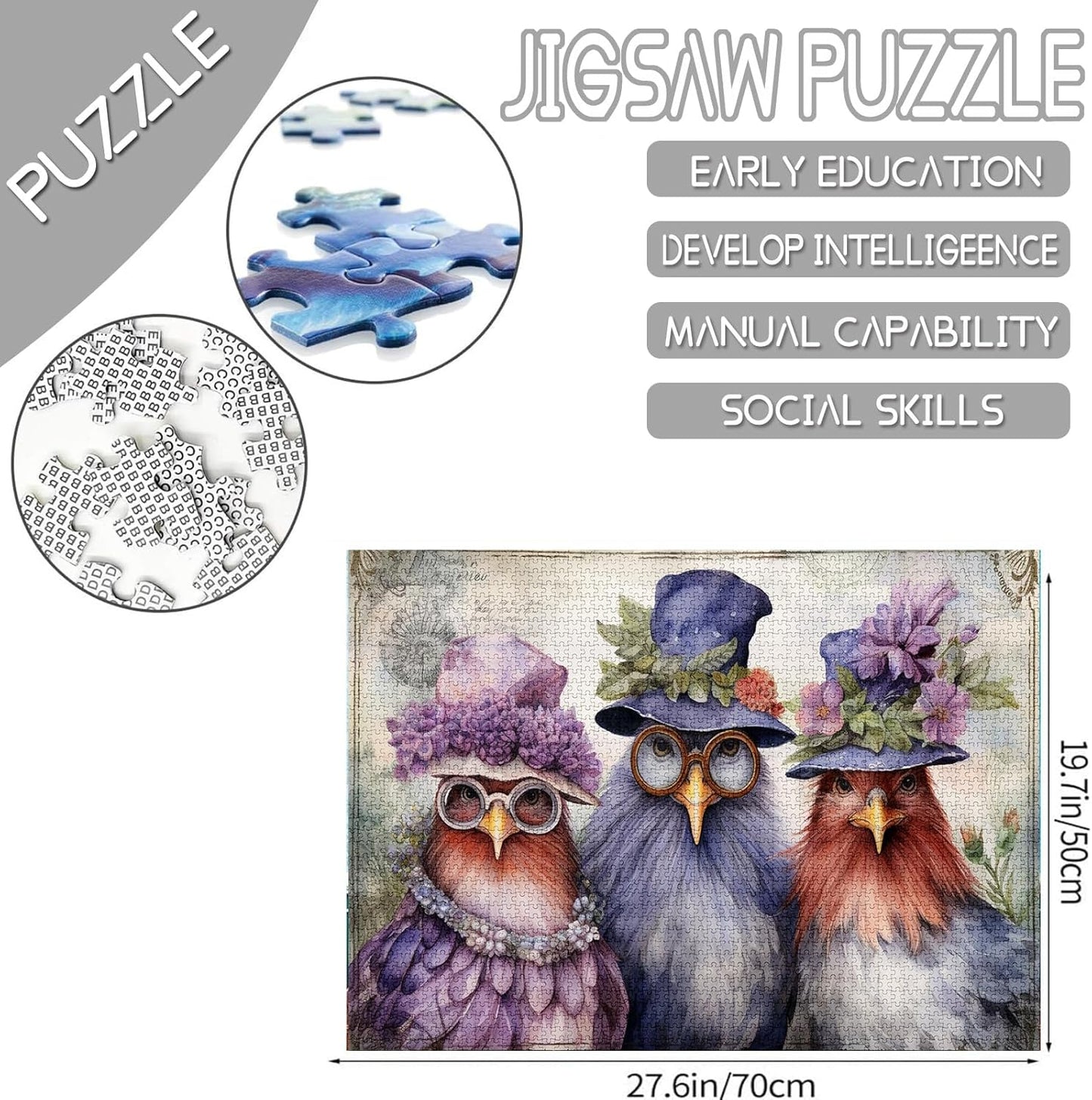 3 Elegant Chickens Jigsaw Puzzles - Tucocoo