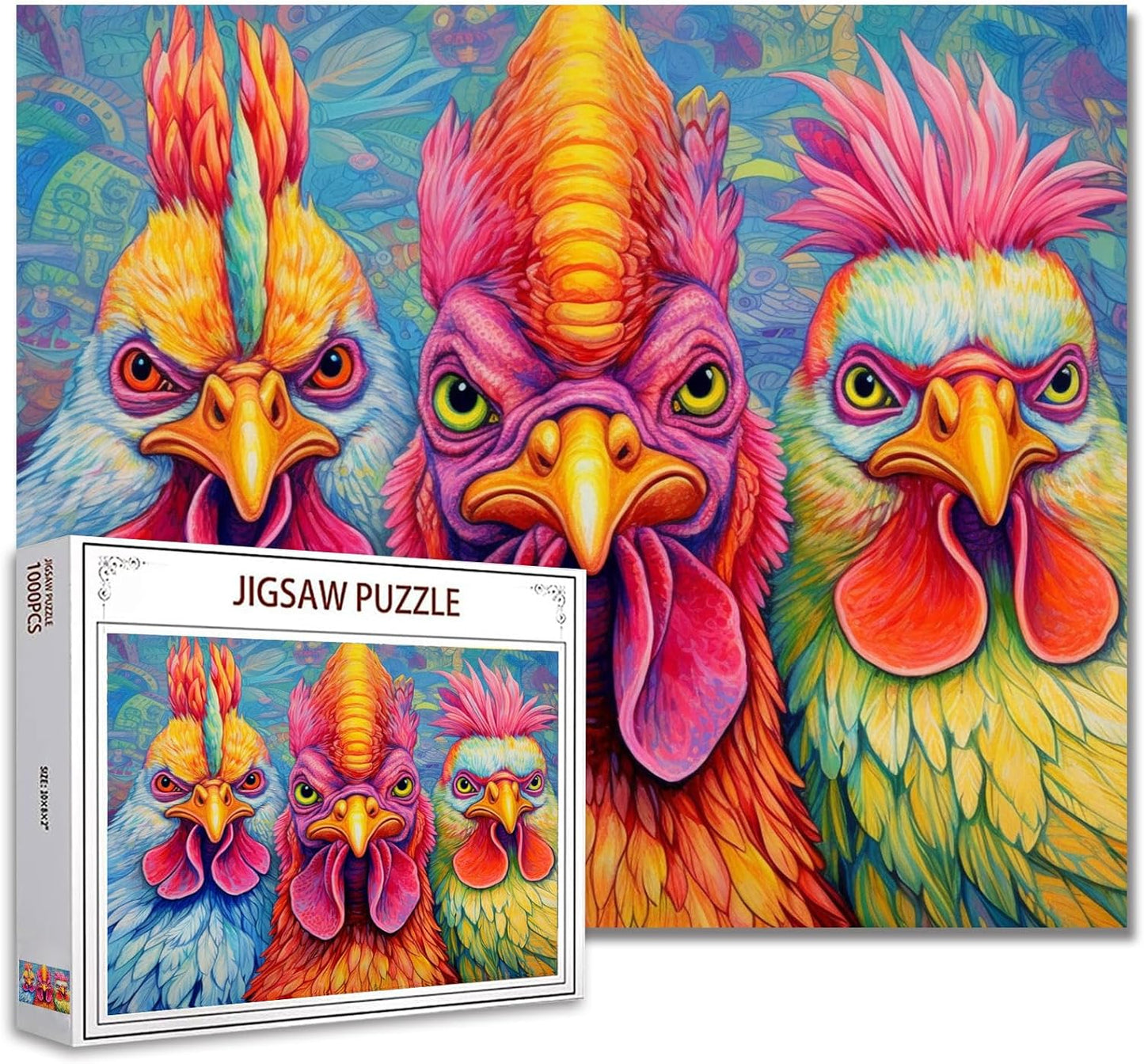 3 Hippy Roosters Jigsaw Puzzles - Tucocoo