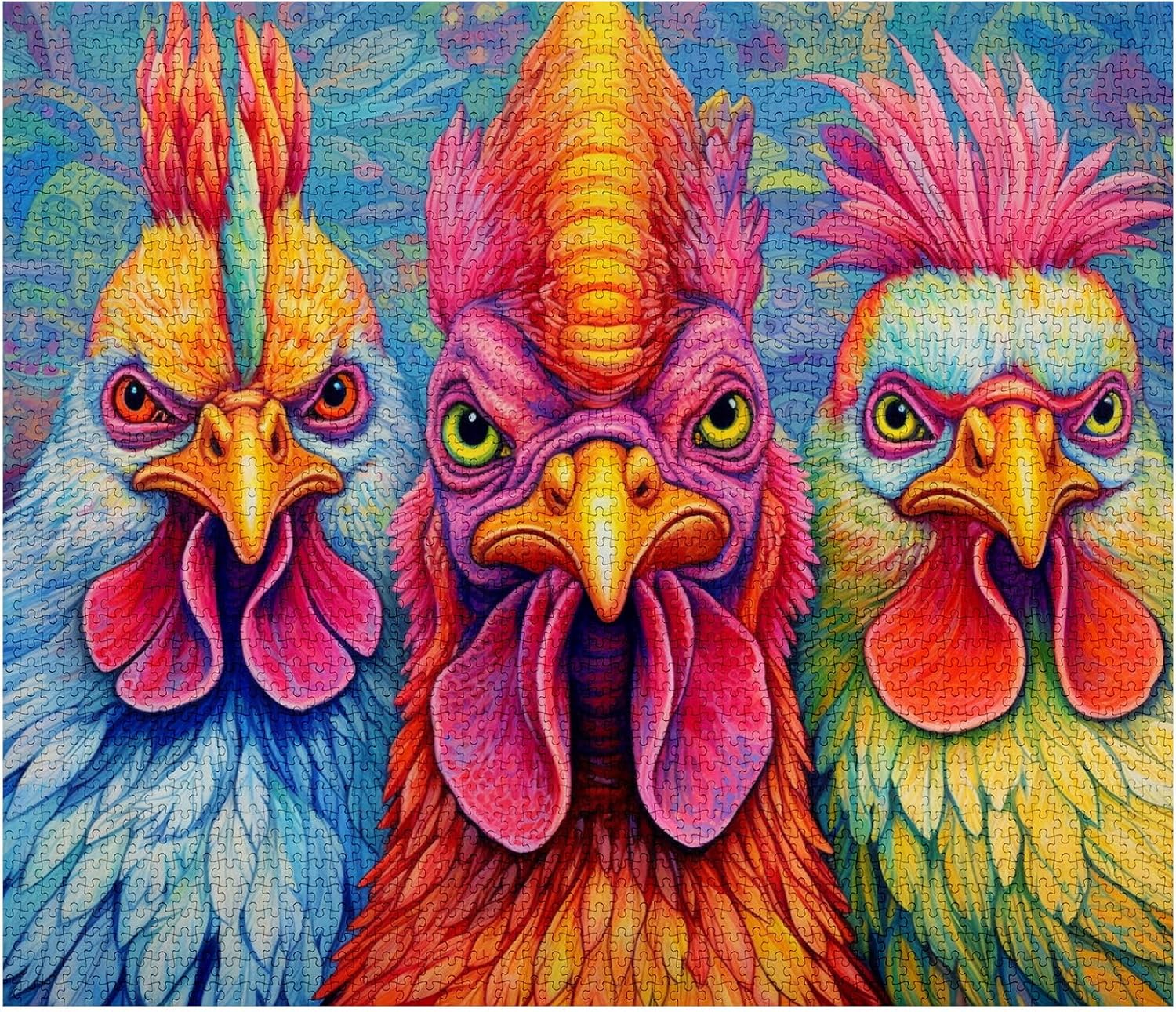 3 Hippy Roosters Jigsaw Puzzles - Tucocoo