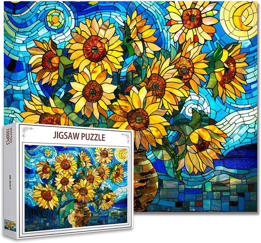 Stained Glass Van Gogh Style Jigsaw Puzzle