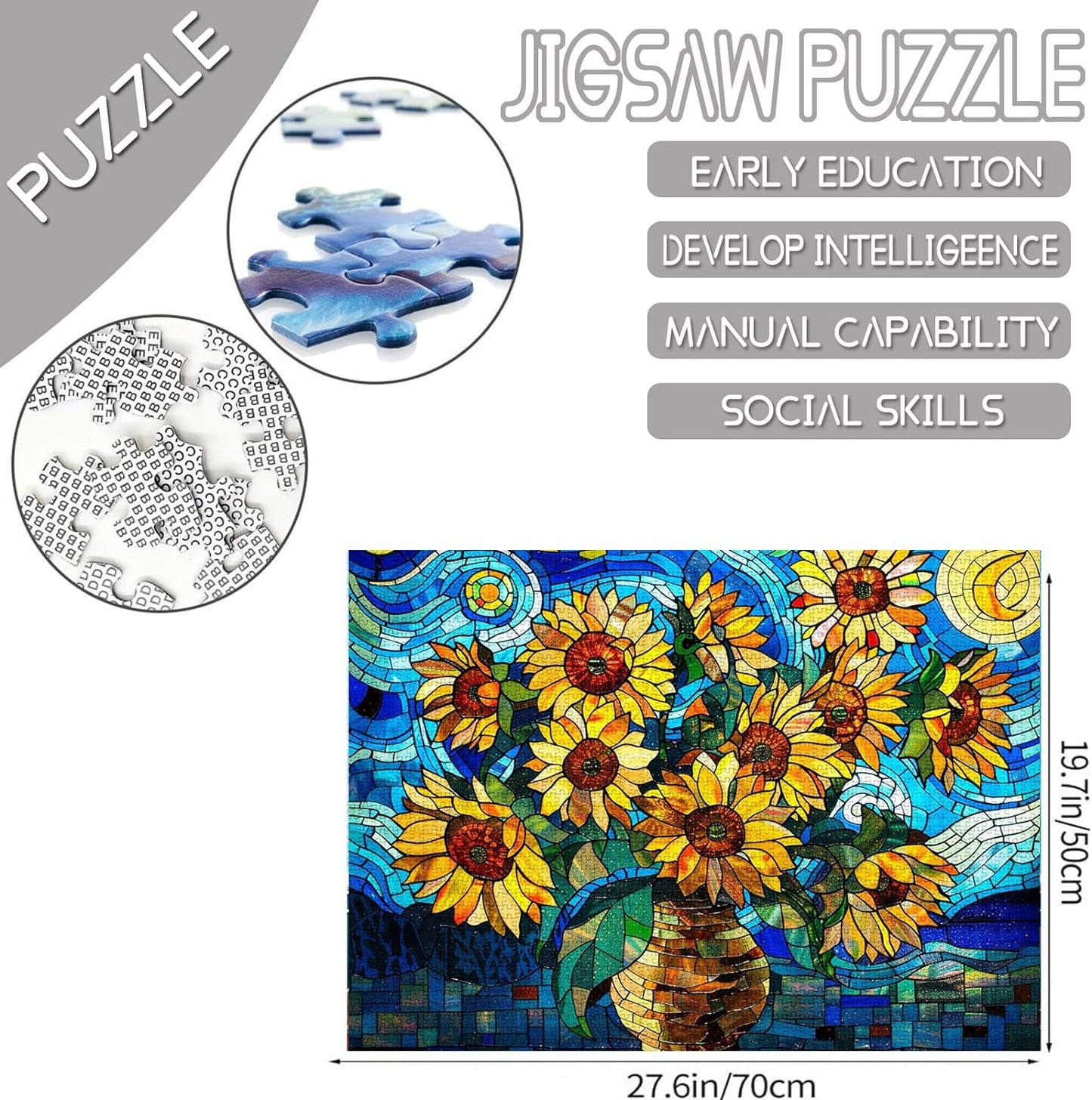 Stained Glass Van Gogh Style Jigsaw Puzzle