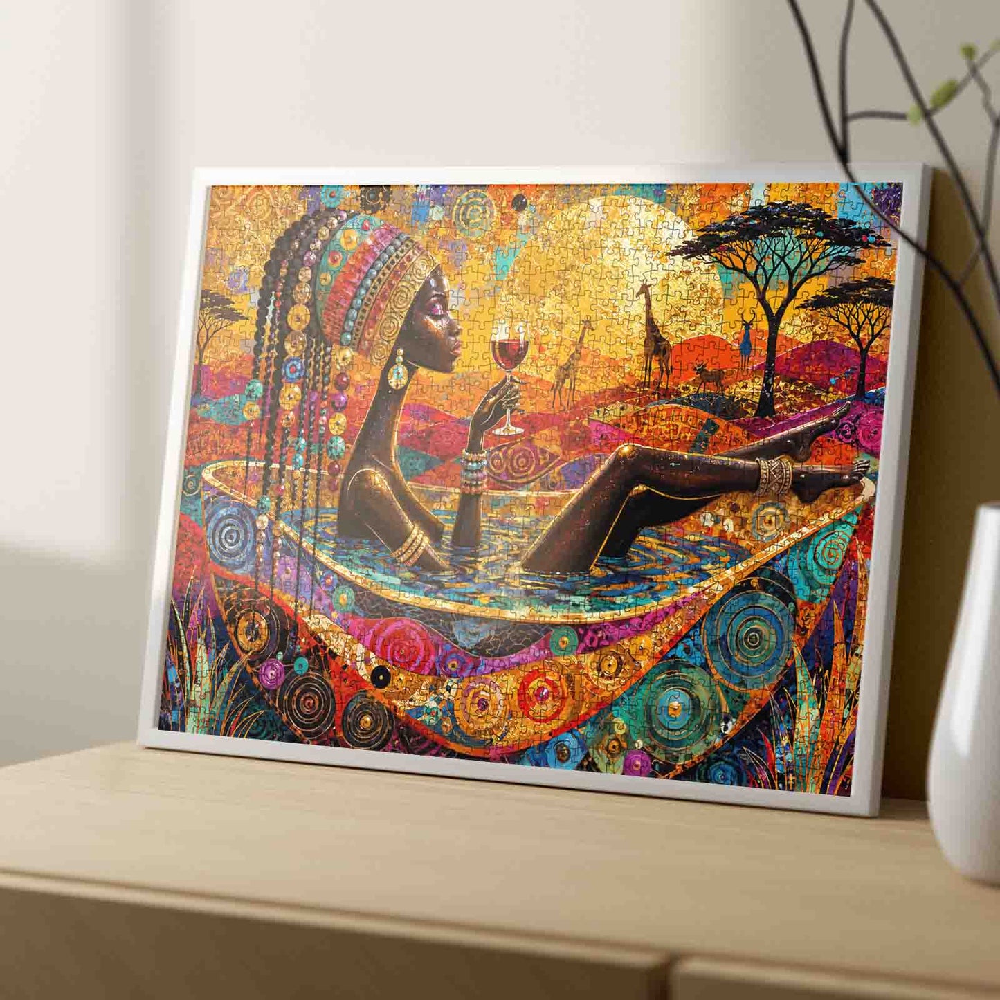 African Woman Safari Wine Jigsaw Puzzle