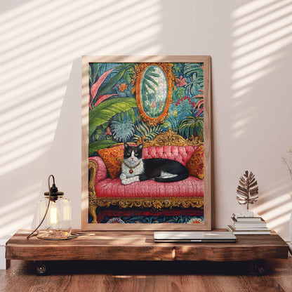 Elegant Cat on Royal Sofa Jigsaw Puzzle