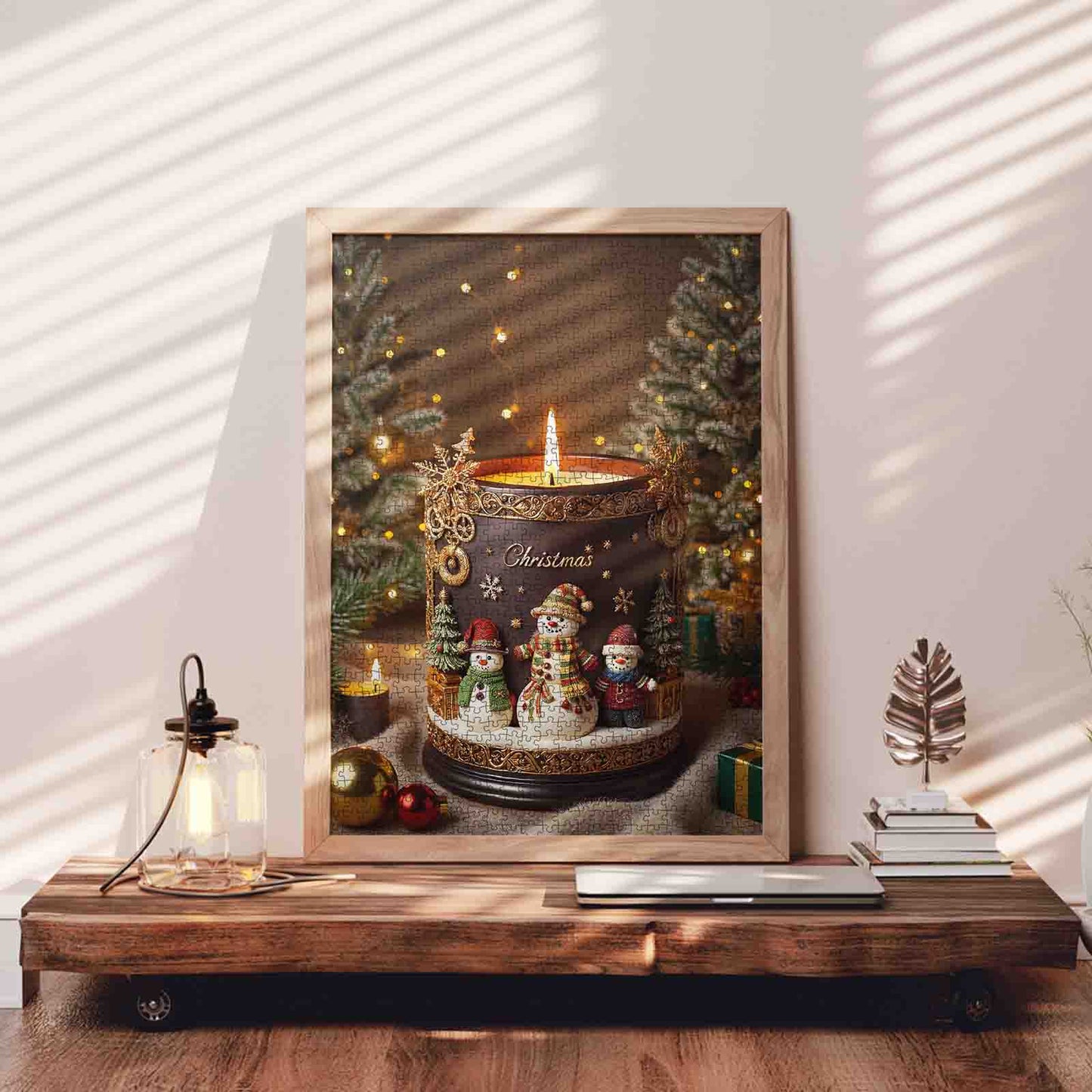 Christmas Candle Snowman Jigsaw Puzzle