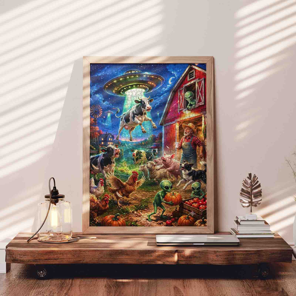 Alien Farm Cow Abduction Jigsaw Puzzle